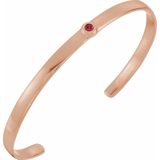 14K Rose Natural Ruby Cuff 6" Bracelet