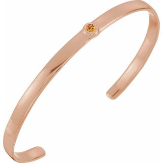 14K Rose Natural Citrine Cuff 6" Bracelet