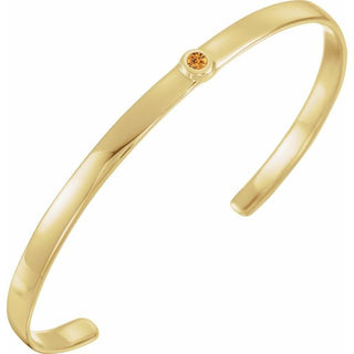14K Yellow Natural Citrine Cuff 6" Bracelet
