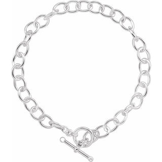 Sterling Silver 5.9 mm Charm Cable  7 1/4" Bracelet