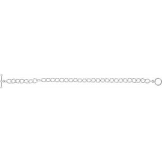Sterling Silver 5.9 mm  Charm Cable  6 1/2" Bracelet