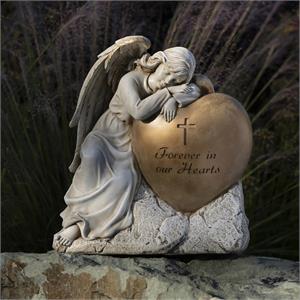 12.25-Inch Sleeping Angel With Heart Memorial Garden Statue - View 2