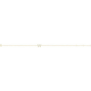 14K Yellow .07 CTW Natural Diamond Initial W 6-7" Bracelet