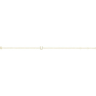 14K Yellow .05 CTW Natural Diamond Initial U 6-7" Bracelet
