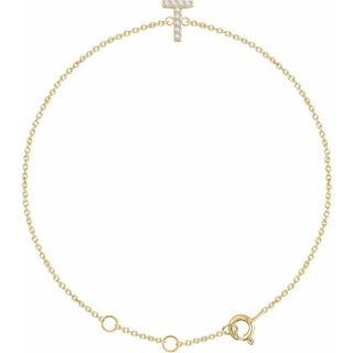 14K Yellow .05 CTW Natural Diamond Initial T 6-7" Bracelet