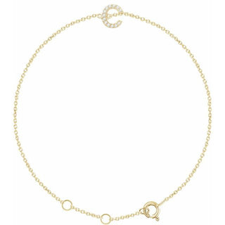 14K Yellow .04 CTW Natural Diamond Initial C 6-7" Bracelet