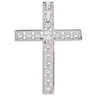 Platinum 1 3/8CTW Natural Diamond Cross Pendant