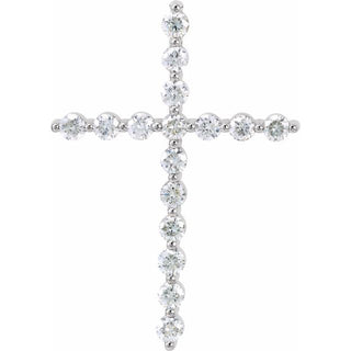 14K White 3/4 CTW Lab-Grown Diamond Cross Pendant