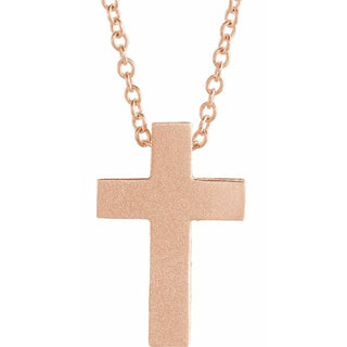 14K Rose Scroll Cross 16-18" Necklace