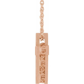 14K Rose Scroll Cross 16-18" Necklace