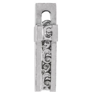 14K White Scroll Cross Pendant
