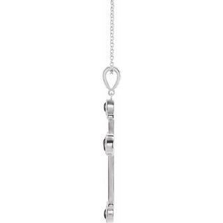 14K White Natural Black Onyx Cross 16-18" Necklace