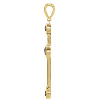 14K Yellow Natural Black Onyx Cross Pendant
