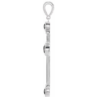14K White Natural Black Onyx Cross Pendant