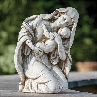 13.5-Inch Kneeling Madonna And Child Garden Statue