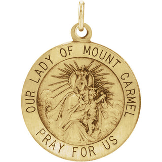 14K Yellow Gold Lady Of Mount Carmel Pendant