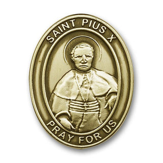 Gold Finish St Pius X Visor Clip