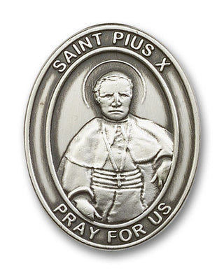 Silver Finish St Pius X Visor Clip