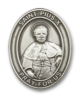 Silver Finish St Pius X Visor Clip
