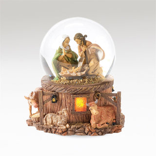 5.7-Inch Lighted Musical Holy Family Dome - 100Mm