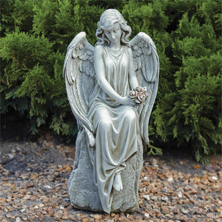 17.75-Inch Angel With Flowers Garden Statue