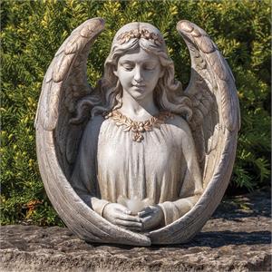 13-Inch Led Angel Bust With Bird Gold Finish - Solar Powered - View 2