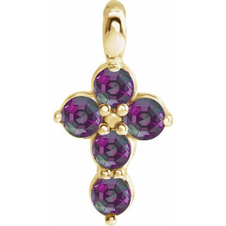 14K Yellow Natural Alexandrite Cross Pendant