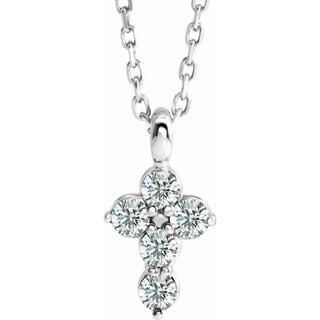 14K White 1/6 CTW Natural Diamond Cross 16-18" Necklace