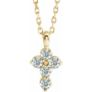 14K Yellow 1/6 CTW Natural Diamond Cross 16-18" Necklace