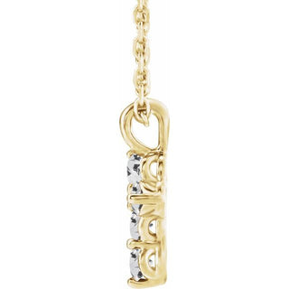 14K Yellow Natural White Sapphire Cross 16-18" Necklace