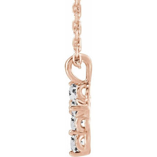 14K Rose Natural White Sapphire Cross 16-18" Necklace