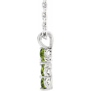 Sterling Silver Natural Peridot Cross 16-18" Necklace