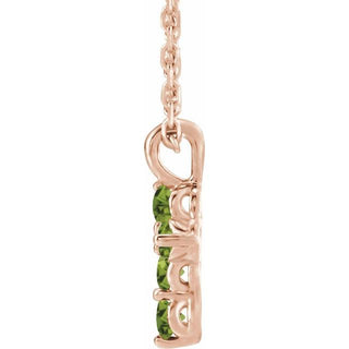 14K Rose Natural Peridot Cross 16-18" Necklace
