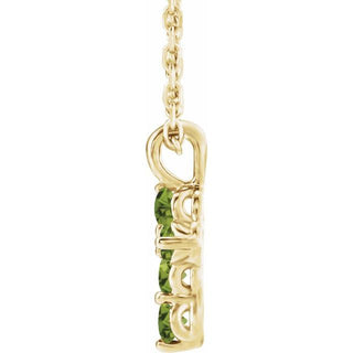 14K Yellow Natural Peridot Cross 16-18" Necklace