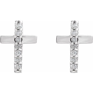Platinum .06 CTW Natural Diamond Cross Earrings