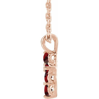 14K Rose Natural Mozambique Garnet Cross 16-18" Necklace