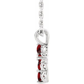 Platinum Natural Mozambique Garnet Cross 16-18" Necklace