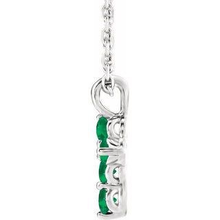 Sterling Silver Lab-Grown Emerald Cross 16-18" Necklace
