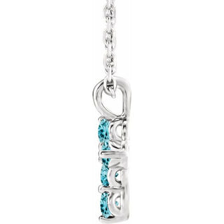 Sterling Silver Natural Blue Zircon Cross 16-18" Necklace