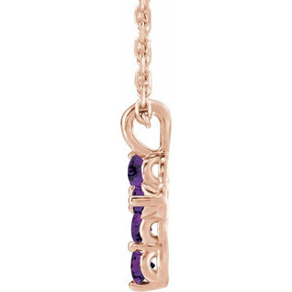 14K Rose Natural Amethyst Cross 16-18" Necklace