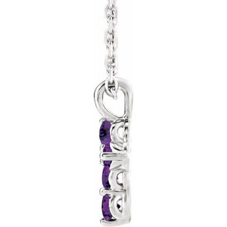 14K White Natural Amethyst Cross 16-18" Necklace
