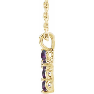 14K Yellow Natural Alexandrite Cross 16-18" Necklace