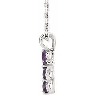 14K White Natural Alexandrite Cross 16-18" Necklace