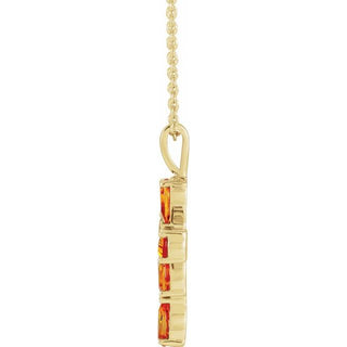 14K Yellow Natural Citrine Cross 16-18" Necklace