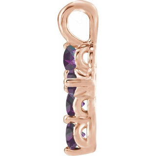 14K Rose Lab-Grown Alexandrite Cross Pendant
