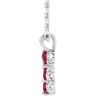 Platinum Natural Ruby Cross 16-18" Necklace