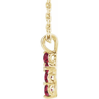 14K Yellow Lab-Grown Ruby Cross 16-18" Necklace