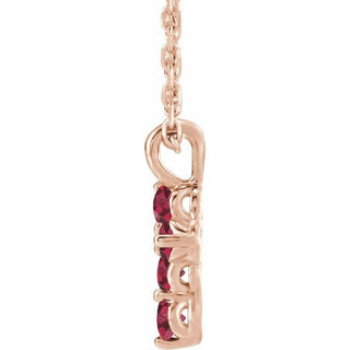 14K Rose Lab-Grown Ruby Cross 16-18" Necklace