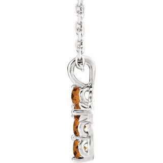 Sterling Silver Natural Citrine Cross 16-18" Necklace