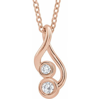 14K Rose .07 CTW Natural Diamond Hold You Forever 16-18" Necklace
